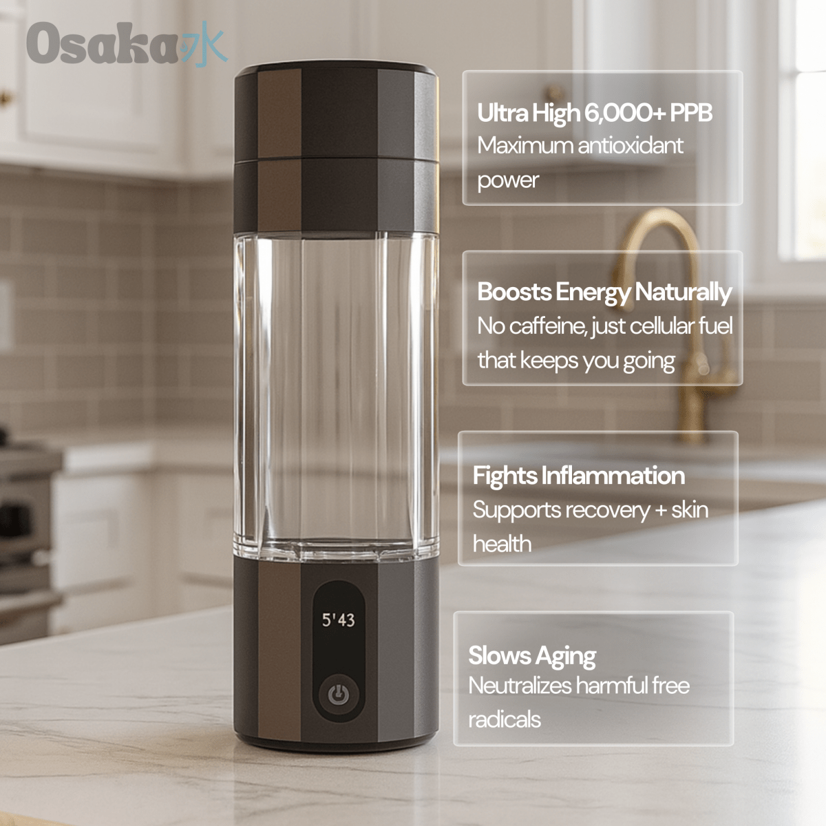 Mizu One | Japanese - Inspired Hydrogen Water Bottle - Osaka Water